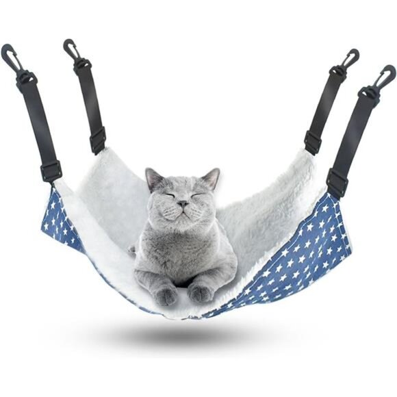 Pet Hammock for Cage Reversible Cat Hanging Hammock Soft Hanging Bed for Cats - Picture 1 of 8